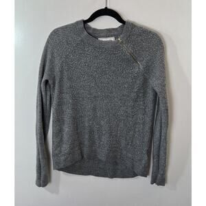 Abercrombie & Fitch Womens Sweater Size‎ S Gray Gold Zipper Logo Detail Y2K 90's